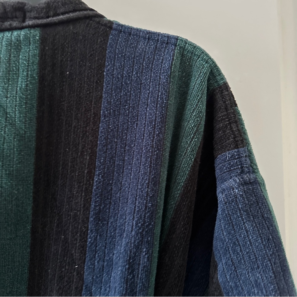 Vintage 80s/90s Claybrooke Green Blue Thick Terrycloth Robe Unisex One Size Bath - Picture 11 of 16